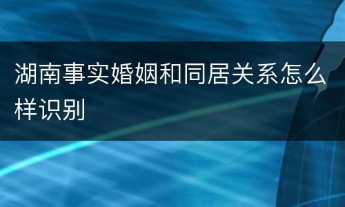 湖南事实婚姻和同居关系怎么样识别