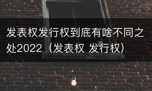 发表权发行权到底有啥不同之处2022（发表权 发行权）