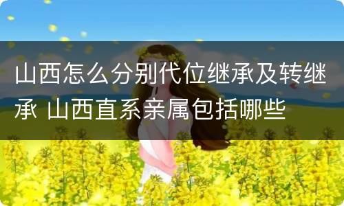 山西怎么分别代位继承及转继承 山西直系亲属包括哪些