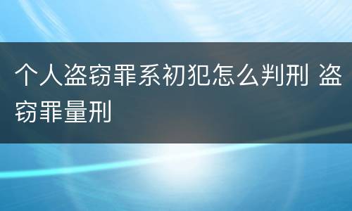 个人盗窃罪系初犯怎么判刑 盗窃罪量刑