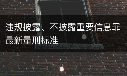 违规披露、不披露重要信息罪最新量刑标准