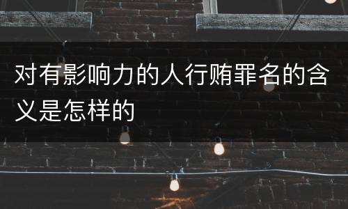 对有影响力的人行贿罪名的含义是怎样的