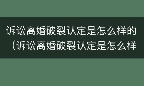 诉讼离婚破裂认定是怎么样的（诉讼离婚破裂认定是怎么样的案例）