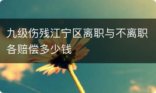 九级伤残江宁区离职与不离职各赔偿多少钱