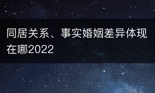 同居关系、事实婚姻差异体现在哪2022