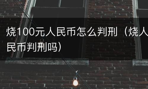 烧100元人民币怎么判刑（烧人民币判刑吗）