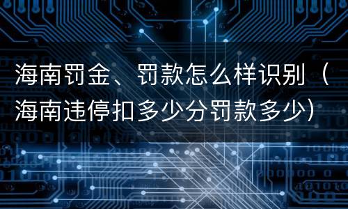 海南罚金、罚款怎么样识别（海南违停扣多少分罚款多少）