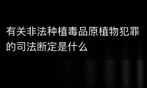 有关非法种植毒品原植物犯罪的司法断定是什么