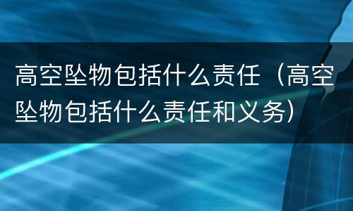 高空坠物包括什么责任（高空坠物包括什么责任和义务）