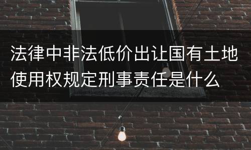 法律中非法低价出让国有土地使用权规定刑事责任是什么