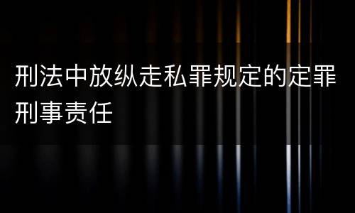 刑法中放纵走私罪规定的定罪刑事责任