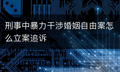 刑事中暴力干涉婚姻自由案怎么立案追诉