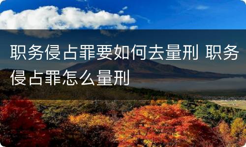 职务侵占罪要如何去量刑 职务侵占罪怎么量刑