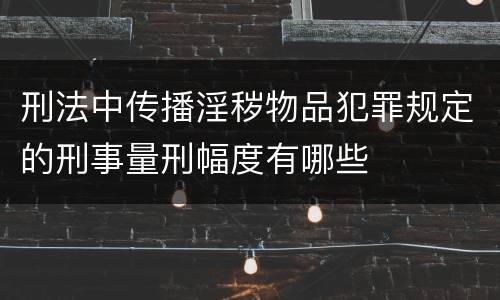 刑法中传播淫秽物品犯罪规定的刑事量刑幅度有哪些