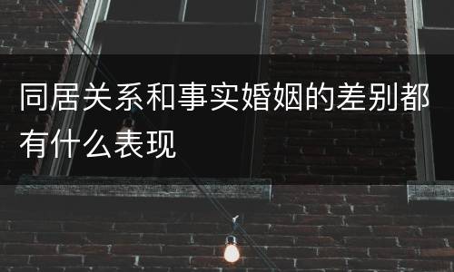 同居关系和事实婚姻的差别都有什么表现