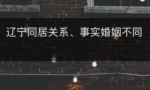 辽宁同居关系、事实婚姻不同