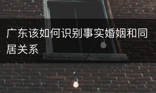 广东该如何识别事实婚姻和同居关系