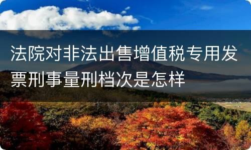 法院对非法出售增值税专用发票刑事量刑档次是怎样