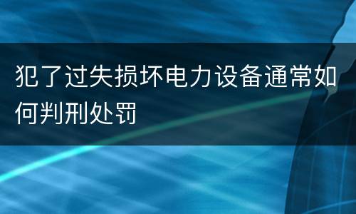 犯了过失损坏电力设备通常如何判刑处罚