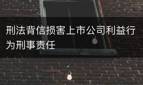 刑法背信损害上市公司利益行为刑事责任