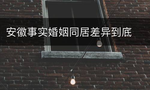 安徽事实婚姻同居差异到底