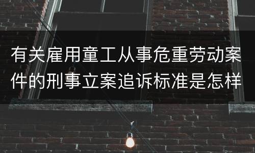 有关雇用童工从事危重劳动案件的刑事立案追诉标准是怎样的