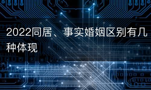 2022同居、事实婚姻区别有几种体现