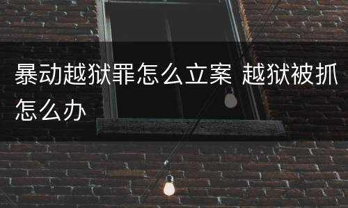 暴动越狱罪怎么立案 越狱被抓怎么办
