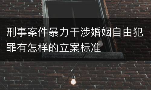 刑事案件暴力干涉婚姻自由犯罪有怎样的立案标准