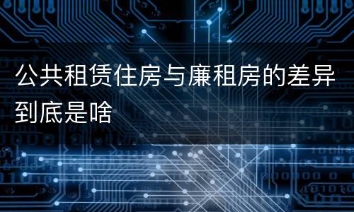 公共租赁住房与廉租房的差异到底是啥