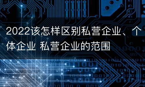 2022该怎样区别私营企业、个体企业 私营企业的范围