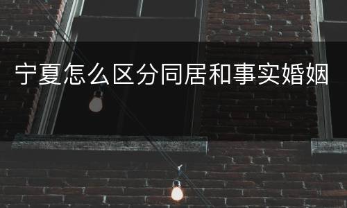 宁夏怎么区分同居和事实婚姻