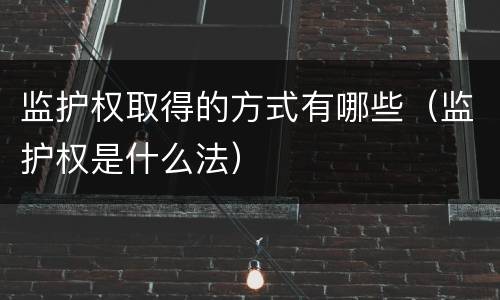监护权取得的方式有哪些（监护权是什么法）
