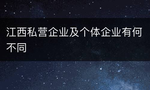 江西私营企业及个体企业有何不同