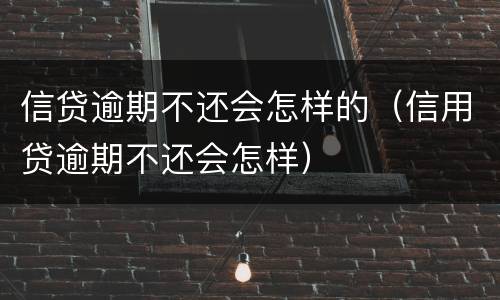 信贷逾期不还会怎样的（信用贷逾期不还会怎样）