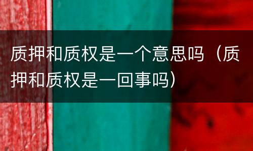 质押和质权是一个意思吗（质押和质权是一回事吗）