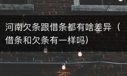 河南欠条跟借条都有啥差异（借条和欠条有一样吗）
