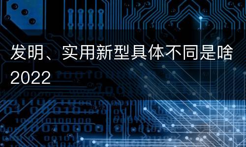 发明、实用新型具体不同是啥2022