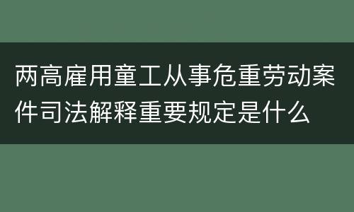 两高雇用童工从事危重劳动案件司法解释重要规定是什么