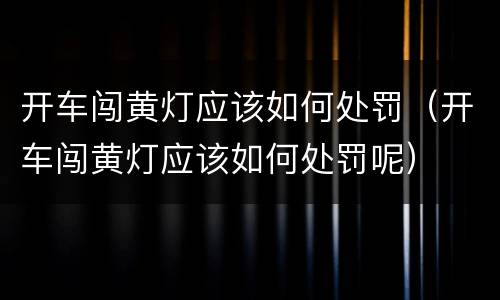 开车闯黄灯应该如何处罚（开车闯黄灯应该如何处罚呢）