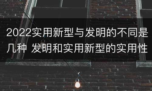 2022实用新型与发明的不同是几种 发明和实用新型的实用性