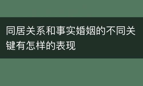 同居关系和事实婚姻的不同关键有怎样的表现
