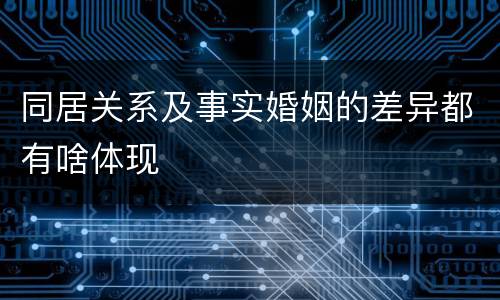 同居关系及事实婚姻的差异都有啥体现