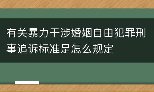 有关暴力干涉婚姻自由犯罪刑事追诉标准是怎么规定
