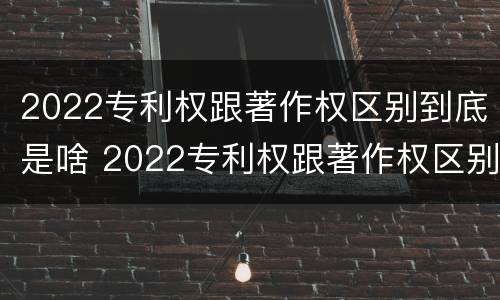 2022专利权跟著作权区别到底是啥 2022专利权跟著作权区别到底是啥意思