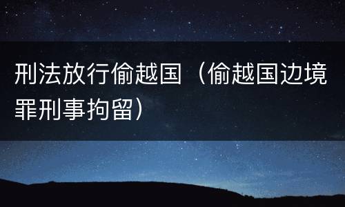 刑法放行偷越国（偷越国边境罪刑事拘留）