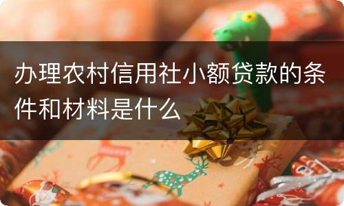 办理农村信用社小额贷款的条件和材料是什么