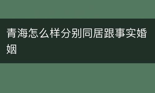 青海怎么样分别同居跟事实婚姻