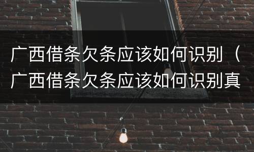 广西借条欠条应该如何识别（广西借条欠条应该如何识别真伪）