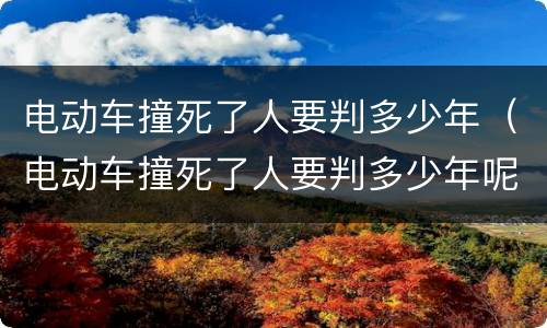 电动车撞死了人要判多少年（电动车撞死了人要判多少年呢）